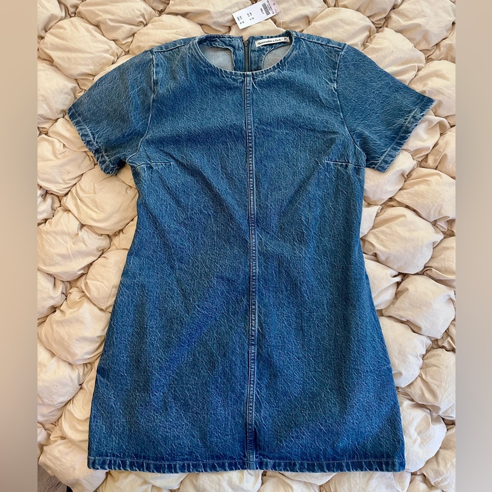 Abercrombie & Fitch Denim Shift Mini Dress | Back Zip | Size Small